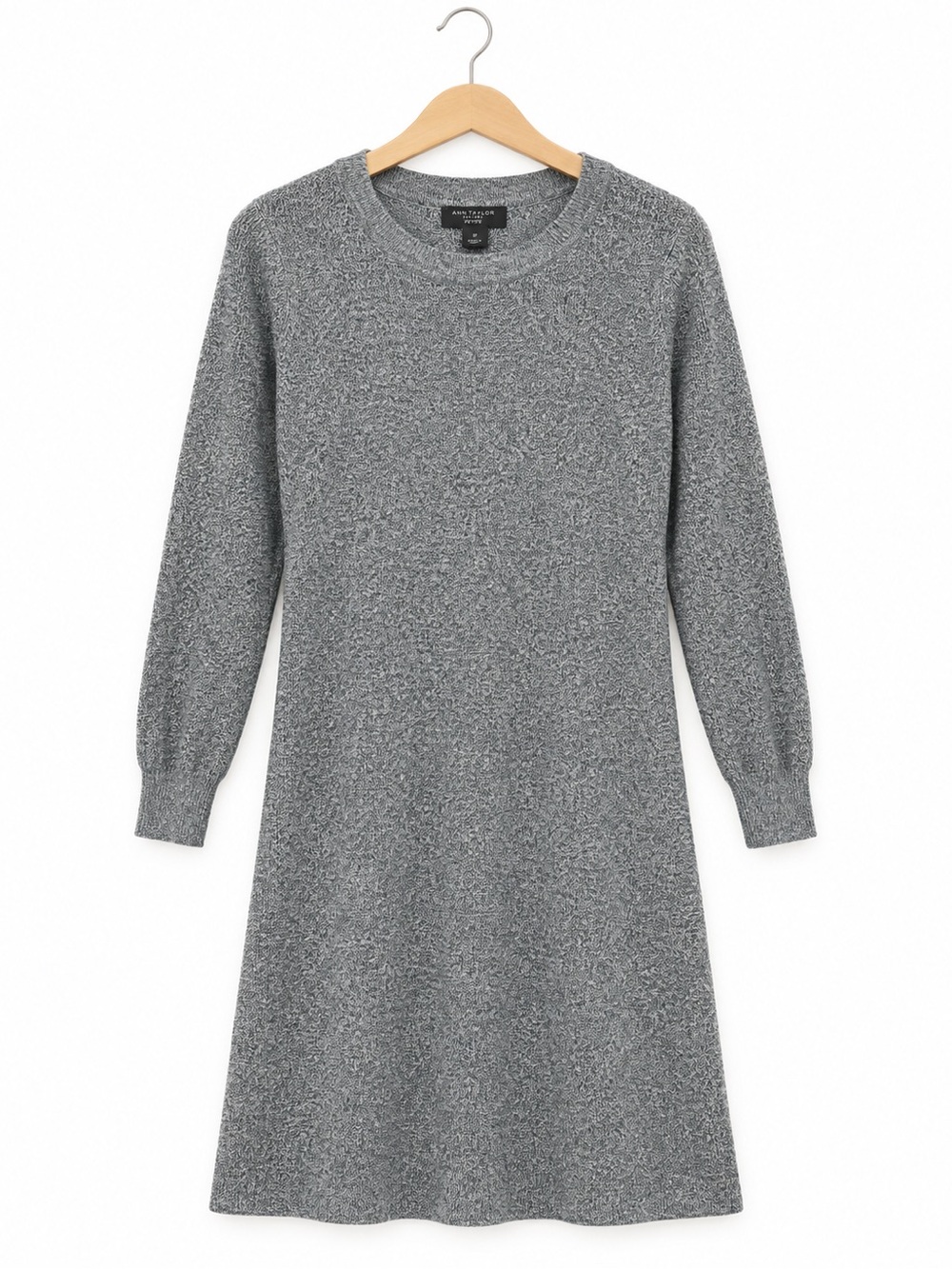 Ann Taylor Factory Petite SP Gray Marled Long Sleeve Sweater Dress